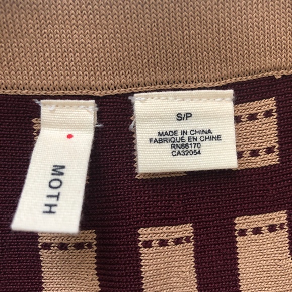 ANTHROPOLOGIE Windowpane Skater Skirt Sweater Knit Brown Tan Petite by Moth NEW - Picture 6 of 8